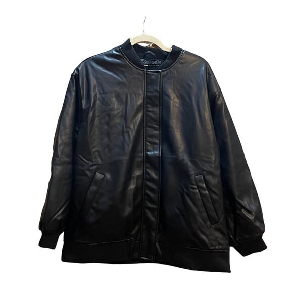 ASOS Faux Leather Black Biker Jacket Size 2 - Picture 1 of 7